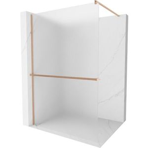 MEXEN/S - Kioto+ Sprchová zástena s poličkou WALK-IN 110 x 200 cm, dekor, meď kartáčovaná 800-110-121-65-30 vyobraziť