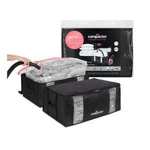 Vákuové/vystužené látkové úložné boxy na oblečenie v súprave 2 ks 65x45x27 cm Black Edition – Compactor vyobraziť