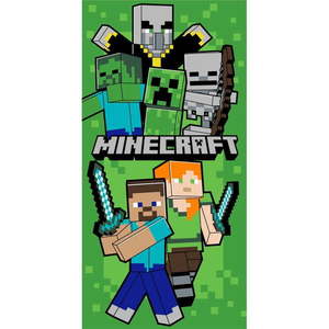 Zelená bavlnená detská osuška 70x140 cm Minecraft Let´s Survive – Jerry Fabrics vyobraziť