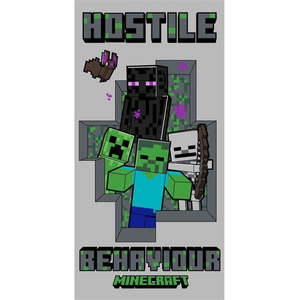 Sivá bavlnená detská osuška 70x140 cm Minecraft Hostile Behaviour – Jerry Fabrics vyobraziť