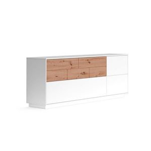 Carryhome ŠIROKÁ KOMODA, biela, dub artisan, 205/77/44 cm vyobraziť