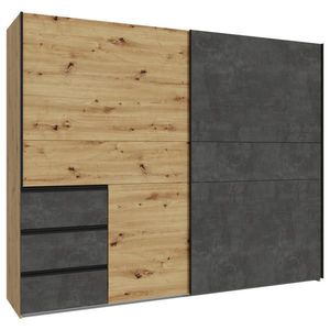 Carryhome SKRIŇA S POS. DVER. – HOR.VED, tmavosivá, dub artisan, 250/200/61 cm vyobraziť