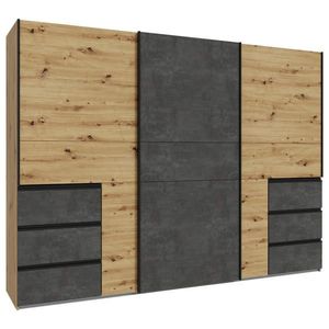 Carryhome SKRIŇA S POS. DVER. – HOR.VED, tmavosivá, dub artisan, 270/200/61 cm vyobraziť