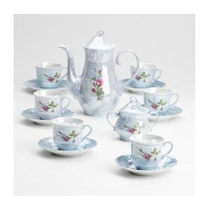 Porcelánová čajová sada mramor modrá ruža vyobraziť