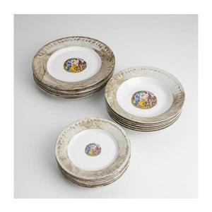 Sada 18x porcelánový tanier mramor hnedá vyobraziť