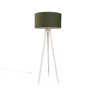 Vloerlamp tripod wit met stoffen kap donkergroen 50cm - Tripod Classic vyobraziť