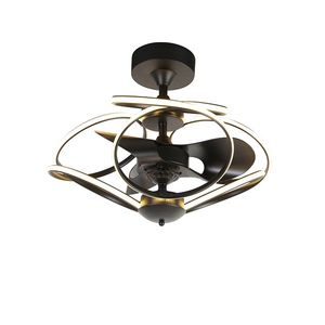 Dizajnový stropný ventilátor čierny s diaľkovým ovládaním vrátane LED - Kauv vyobraziť