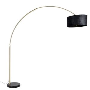 Oblúková lampa mosadz s čiernym textilným tienidlom čierna 50 cm - XXL vyobraziť