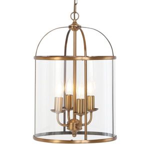 Vintage závesná lampa bronzová s čírym sklom 4-svetlá - Pimpernel vyobraziť