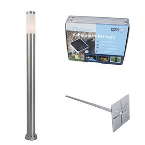 Vonkajšia lampa na stĺp oceľ 110 cm IP44 - Rox s uzemňovacím kolíkom a káblovou objímkou vyobraziť