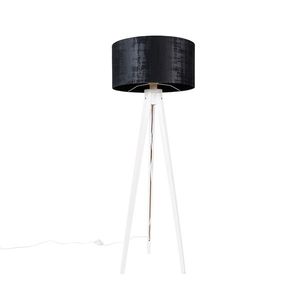 Moderná stojaca lampa trojnožka biela s čiernym zamatovým tienidlom 50 cm - Tripod Classic vyobraziť