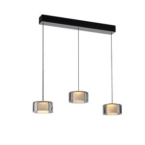 Hanglamp zwart met smoke glas incl. LED 3-lichts easylift - Rika vyobraziť
