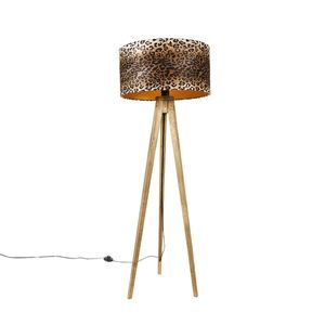 Rustikálny trojnohý stojan s leopardím tienidlom 50 cm - Tripod Classic vyobraziť