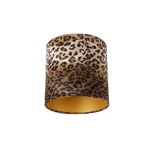 Zamatový tienidlo lampy leopardia potlač 25/25/25 zlatý interiér vyobraziť