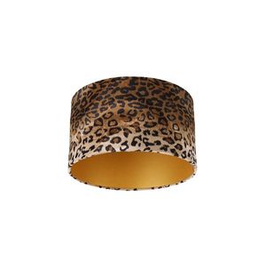 Zamatový tienidlo lampy leopardia potlač 35/35/20 zlatý interiér vyobraziť