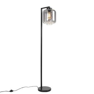 Inteligentná stojaca lampa čierna s dymovým sklom vrátane Wifi ST64 - Qara Down vyobraziť
