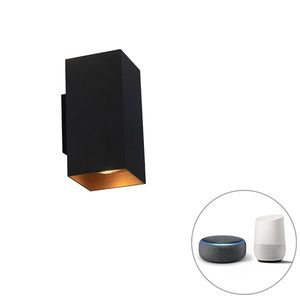 Inteligentná nástenná lampa čierna so zlatým štvorcom vrátane 2 Wifi GU10 - Sab vyobraziť