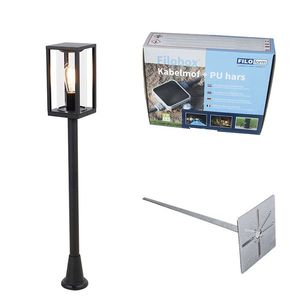 Stojaca vonkajšia lampa čierna 100 cm so zemným hrotom a káblovou žľabou - Charlois vyobraziť