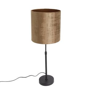 Stolná lampa čierna s hnedým zamatovým tienidlom 25 cm nastaviteľná - Parte vyobraziť