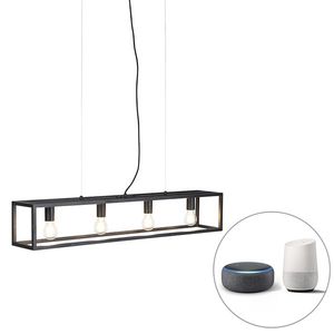 Inteligentné priemyselné závesné svietidlo čierne vrátane 4 WiFi A60 - Cage vyobraziť