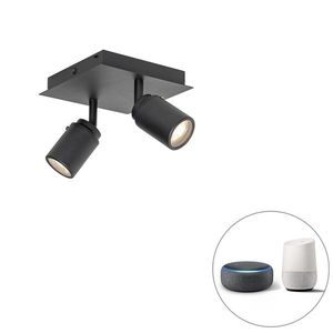 Inteligentné kúpeľňové bodové svetlo čierne štvorcové IP44 vrátane 2 Wifi GU10 - Ducha vyobraziť