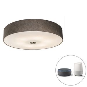 Inteligentné stropné svietidlo taupe 70 cm vrátane 6 WiFi žiaroviek A60 - Drum Jute vyobraziť