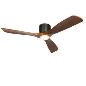 Stropný ventilátor čierny s drevom vrátane LED s diaľkovým ovládaním - Jerri vyobraziť