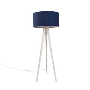Vloerlamp tripod wit met stoffen kap donkerblauw 50cm - Tripod Classic vyobraziť