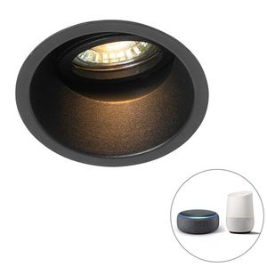 Inteligentné zapustené bodové svetlo čierne nastaviteľné vrátane Wifi GU10 - Alloy vyobraziť