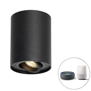 Inteligentné stropné bodové svetlo čierne nastaviteľné vrátane WiFi GU10 - Rondoo up vyobraziť