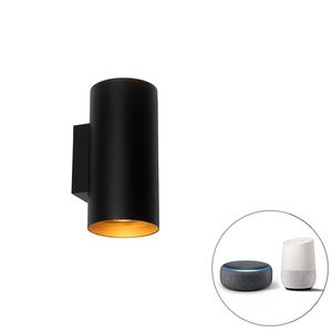 Inteligentná nástenná lampa čierna so zlatom 2-svetlá vrátane Wifi GU10 - Sab vyobraziť