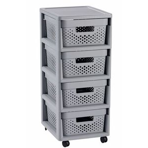 CURVER Zásuvkový regál INFINITY DOTS 4x11L | sivá vyobraziť