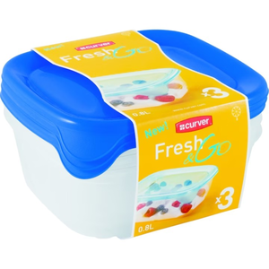 CURVER Sada dóz na potraviny FRESH & GO 3x0, 8L | transparentná / modrá vyobraziť
