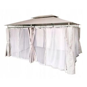 Chomik Záhradný altánok GAZEBO so záclonami | béžový 300 x 400 cm vyobraziť