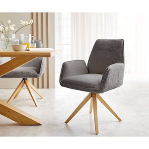 Otočná stolička Zoa-Flex drevená základňa square bouclé sivá 180° vyobraziť