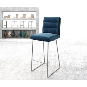 Barová židle Pela-Flex Velvet Blue Skid Frame z nerezové oceli vyobraziť