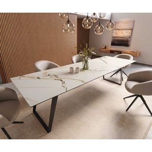 Jedálenský stôl Edge 300x100 keramický Calacatta Luxe bielo-zlato-šedý vyobraziť