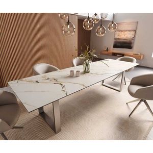 Jedálenský stôl Edge 300x100 keramický Calacatta Luxe bielo-zlato-šedý vyobraziť