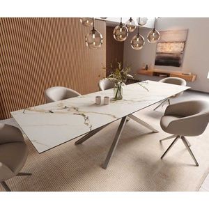 Jedálenský stôl Edge 300x100 keramický Calacatta Luxe bielo-zlato-šedý vyobraziť