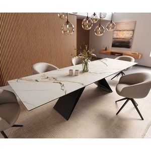 Jedálenský stôl Edge 300x100 keramický Calacatta Luxe bielo-zlato-šedý vyobraziť