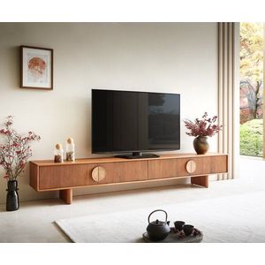TV stolík Surimu 240 cm akáciová svetlohnedá farba 4 dvierka korkové vyobraziť