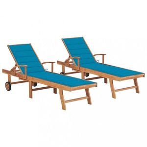 Záhradné lehátko 2ks masívny teak / látka Dekorhome vyobraziť