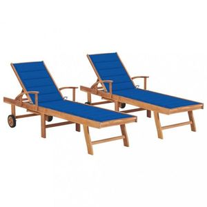 Záhradné lehátko 2ks masívny teak / látka Dekorhome vyobraziť