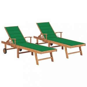 Záhradné lehátko 2ks masívny teak / látka Dekorhome vyobraziť