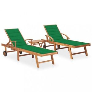 Záhradné lehátko 2ks so stolíkom teak / látka Dekorhome vyobraziť