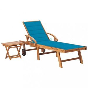 Záhradné lehátko so stolíkom teak / látka Dekorhome vyobraziť