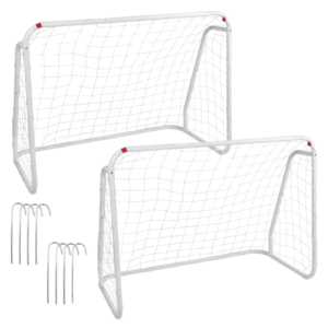 Futbalová bránka, set 2 ks, oceľ/lano, biela, GADA vyobraziť