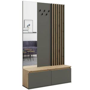 Predsieňový nábytok Doris 90b Dub Artisan/Sivá s lamelami vyobraziť