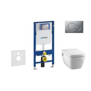 GEBERIT - Duofix Modul na závesné WC s tlačidlom Sigma01, matný chróm + Tece One - sprchovacia toaleta a doska, Rimless, SoftClose 111.300.00.5 NT3 vyobraziť