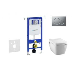 GEBERIT - Duofix Modul na závesné WC s tlačidlom Sigma01, matný chróm + Tece One - sprchovacia toaleta a doska, Rimless, SoftClose 111.355.00.5 NT3 vyobraziť